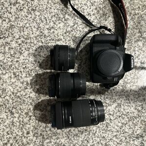 Canon Rebel T 7 with 3 different lenses